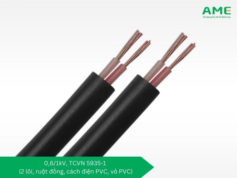 0,61kV, TCVN 5935-1 (2 lõi, ruột đồng, cách điện PVC, vỏ PVC)