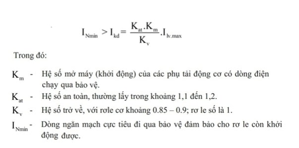 Công thức khởi động bảo vệ dòng điện