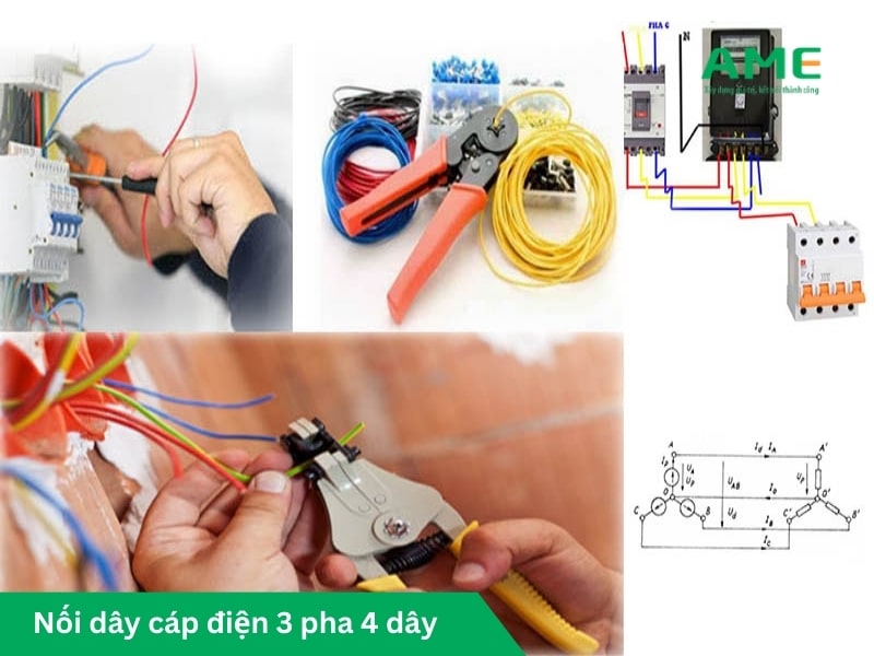 Nối dây cáp điện 3 pha 4 dây