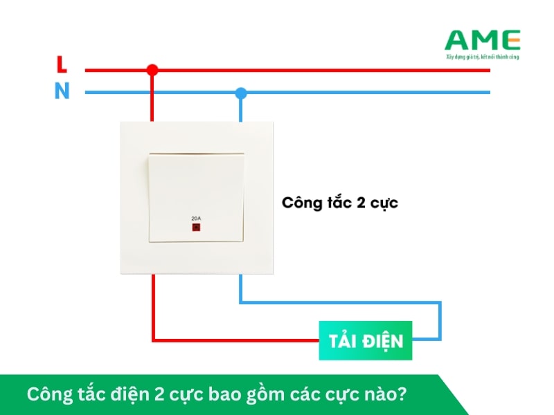 Công tắc điện 2 cực bao gồm các cực nào?