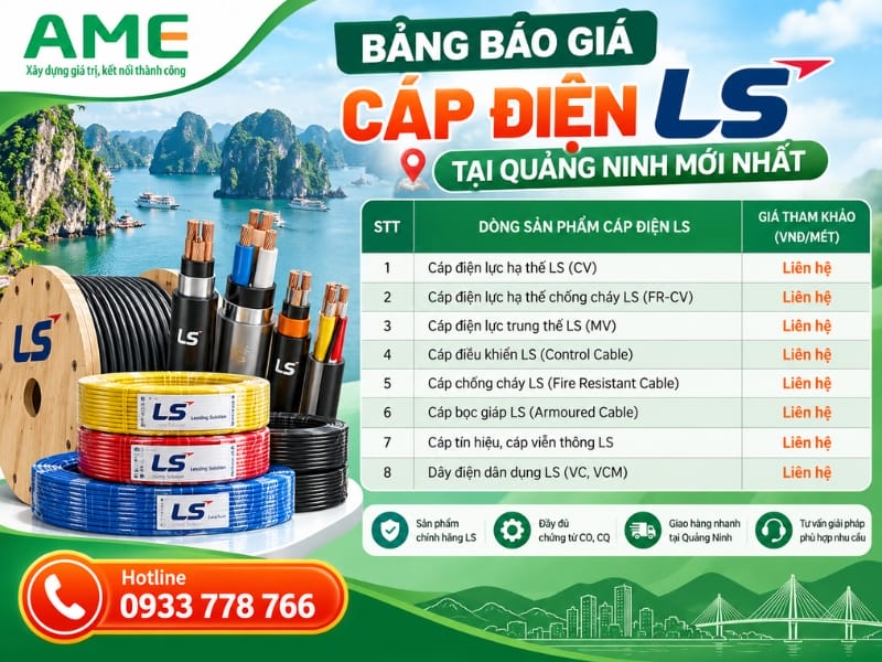 Bảng báo giá cáp điện LS tại Quảng Ninh mới nhất 2026 (Cập nhật từ Ame Group) Bảng báo giá cáp điện LS tại Quảng Ninh mới nhất 2026 (Cập nhật từ Ame Group)